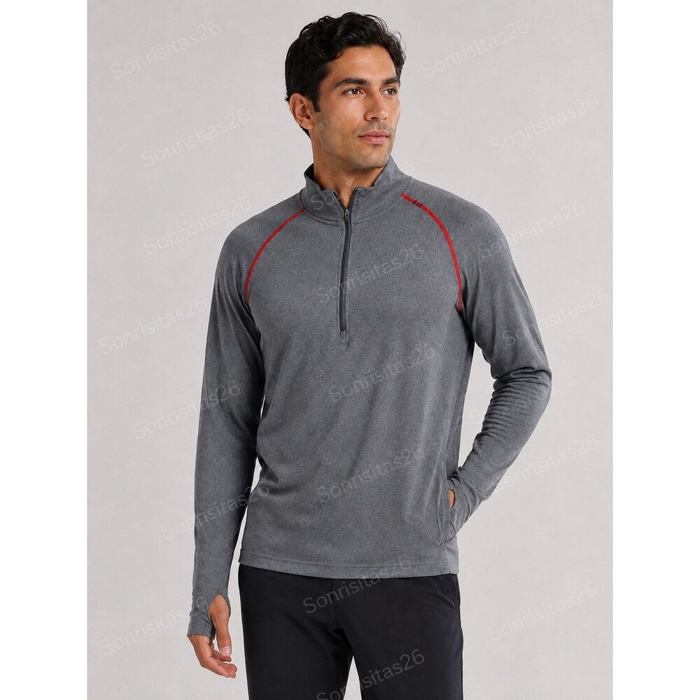 Lululemon Metal Vent Tech 1/4 Zip Pullover Gray Orange Men's Athletic Running